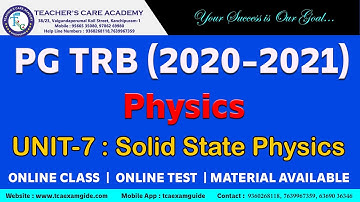 PG TRB (2020-2021) : Physics -UNIT-VII (Electrical & Thermal Conductivity : Wledmann Franz Law)