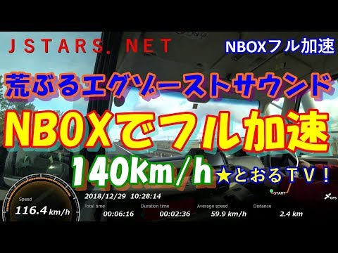 新型ホンダNBOXでフル加速1。速度計高速道路120km/h走行！カーオブザイヤー！(笑)。荒ぶるエンジンサウンド。