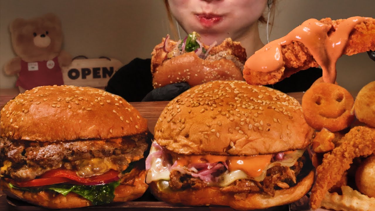 🍔Мой любимый бургер в американском стиле Мукбанг | АСМР Мукбанг
