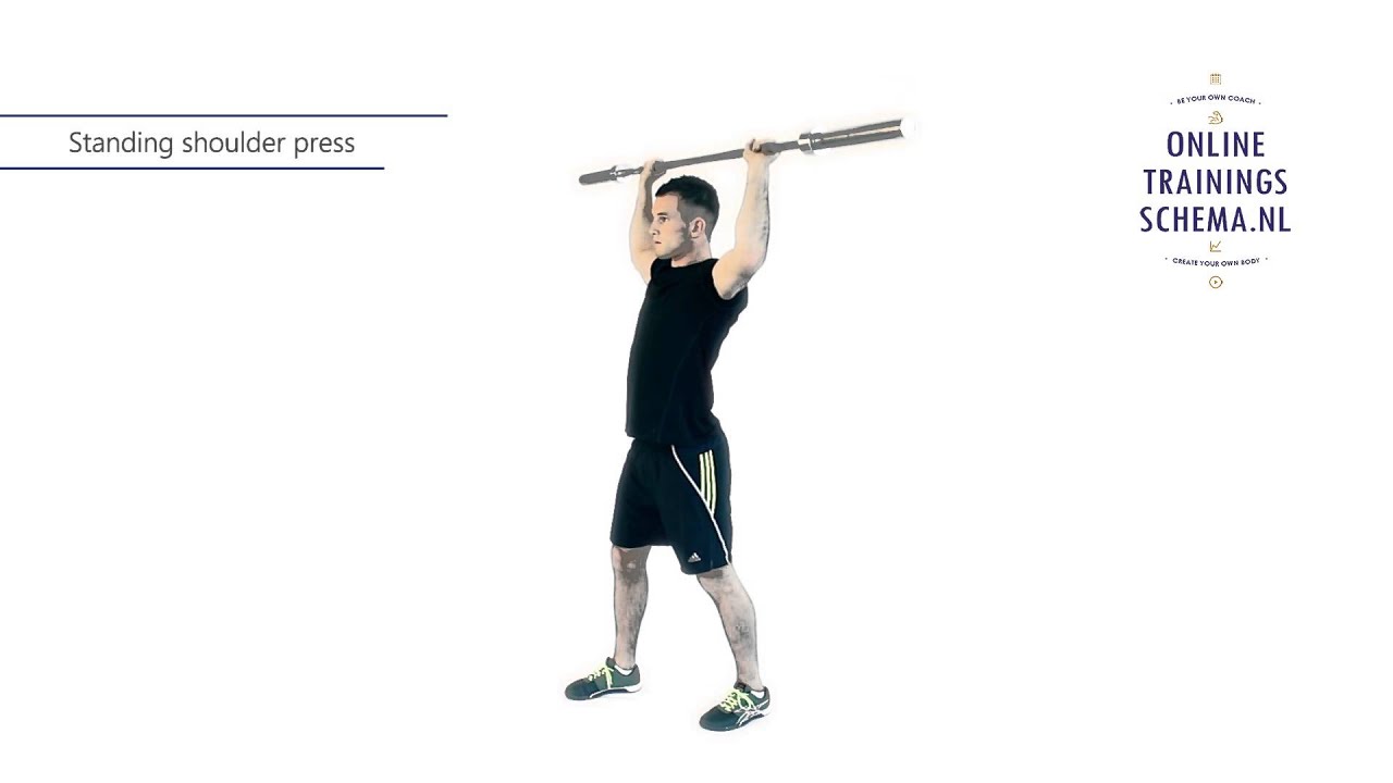 Standing barbell shoulder press - YouTube