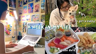 WEEKLY VLOG | a week in my life as a college student | getting a puppy, adulting, anime & cooking ?