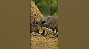 The mother pig tried to save her piglets #python #video #bus #monster #viralvideo