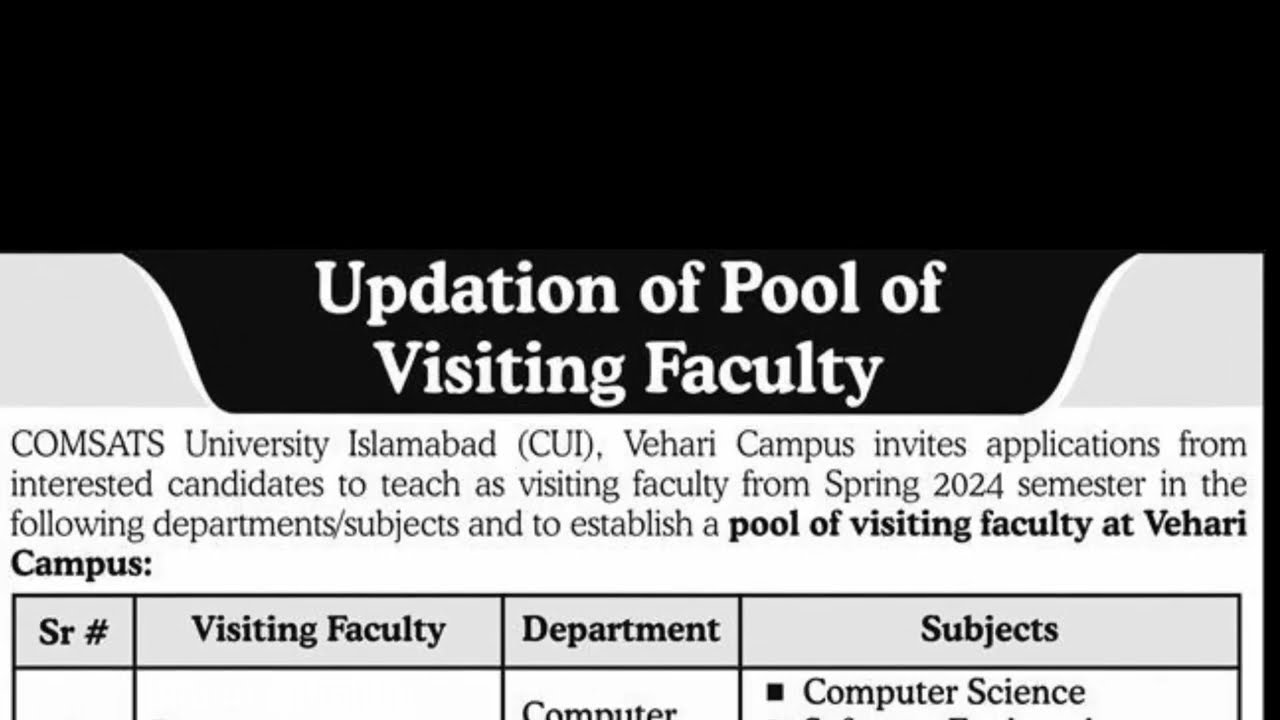 COMSATS University Islamabad CUI Vehari Jobs