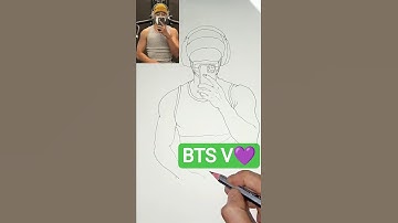 How I Drew BTS Taehyung (V) ✍️ | Fanart BTS #shorts