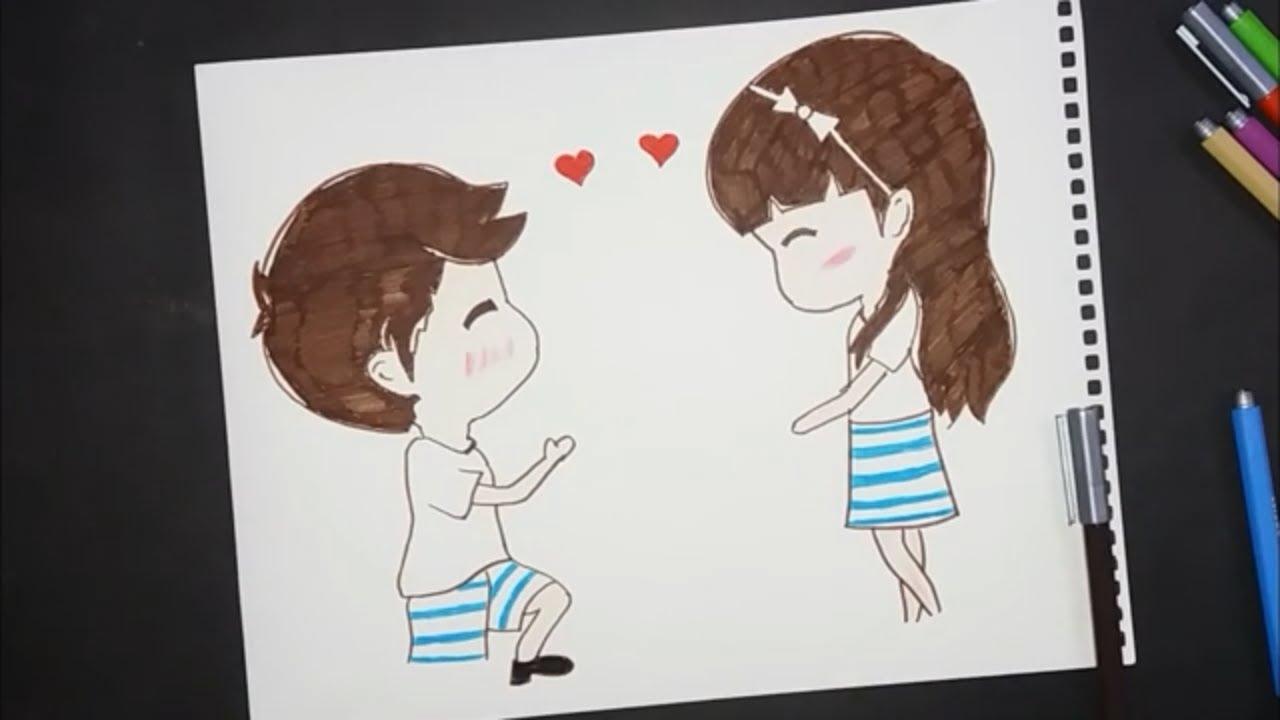 How to draw a cute cartoon || love couple || ||easy drawing || - YouTube