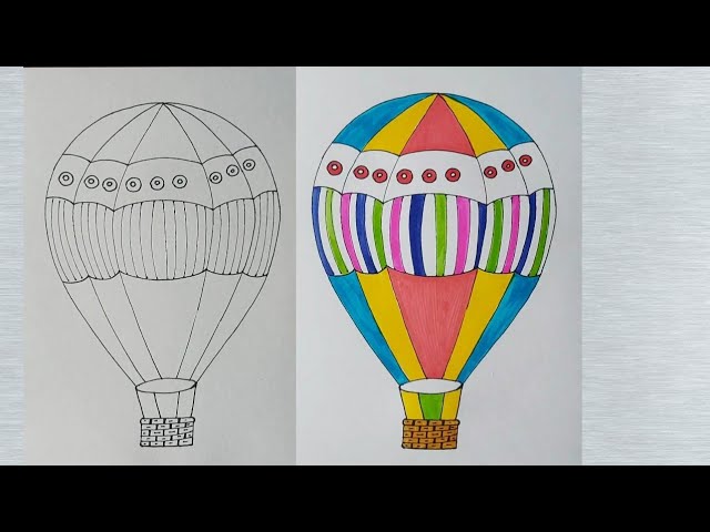 How To Draw An Air Balloon Step By Step 🎈 Hot Air Balloon Drawing