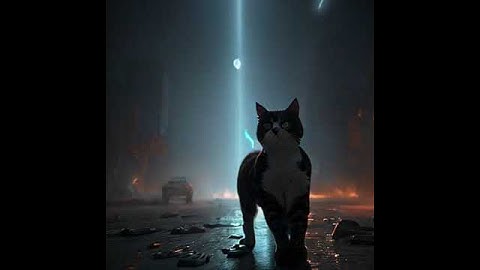 Anthropomorphic cat surrounded by fractals Astronaut Mecha Mech Robots in the Sky