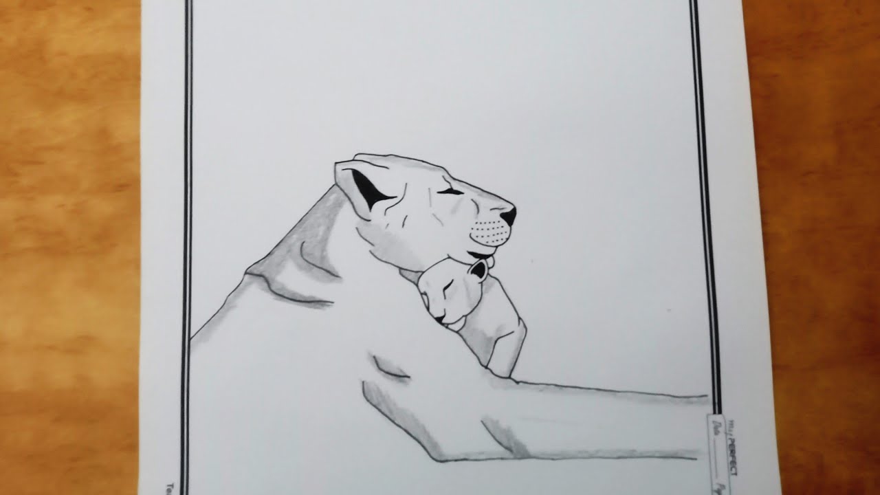 Buy Baby Lion Cub Sketch Print Online in India - Etsy