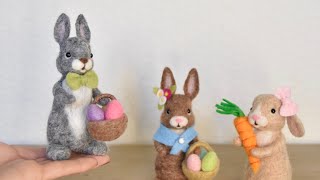 How To Needle Felt A Little Easter Bunny With Eggs And Basket - Craft Along - DIY