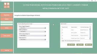DEMO APLIKASI SPK REKOMENDASI PEMILIHAN JASA PAKET LAUNDRY TERBAIK MENGGUNAKAN METODE AHP