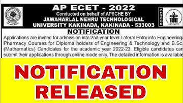 AP ECET ONLINE APPLICATION DATES RELEASED | OFFICIAL NOTIFICATION ANNOUNCED 2022