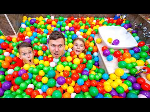 The kids turn their house into a giant ball pit! ❤️💚💛💙
