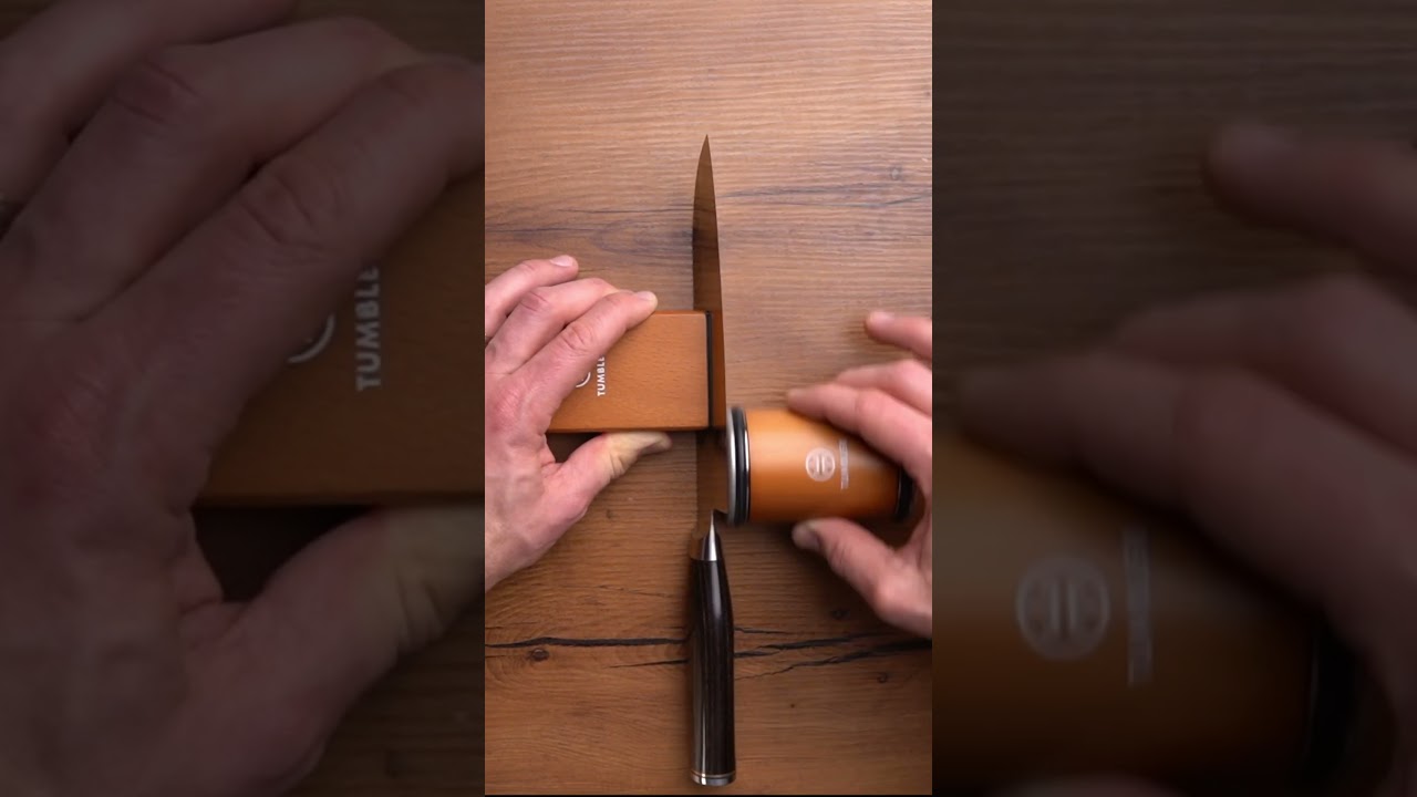 Transforming a Shun knife's edge to be razor sharp with the Tumbler Rolling  Sharpener #shunknife #rollingsharpener #knifesharpening…