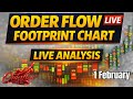 Live Order Flow Footprint Chart Analysis | 1 February