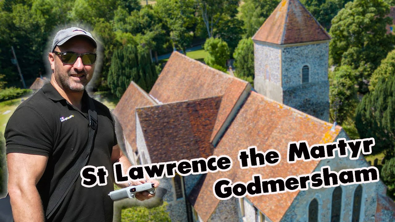 Aerial views of St Lawrence the Martyr in Godmersham.  I find a bull in the field near my TOAL spot.