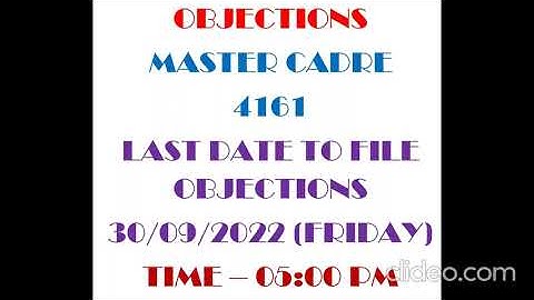 Objections Master Cadre 4161 - How to File Objections?