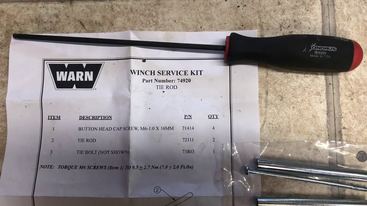 Warn RT25 Winch 7492 Tie Rod Replacement Kit YouTube