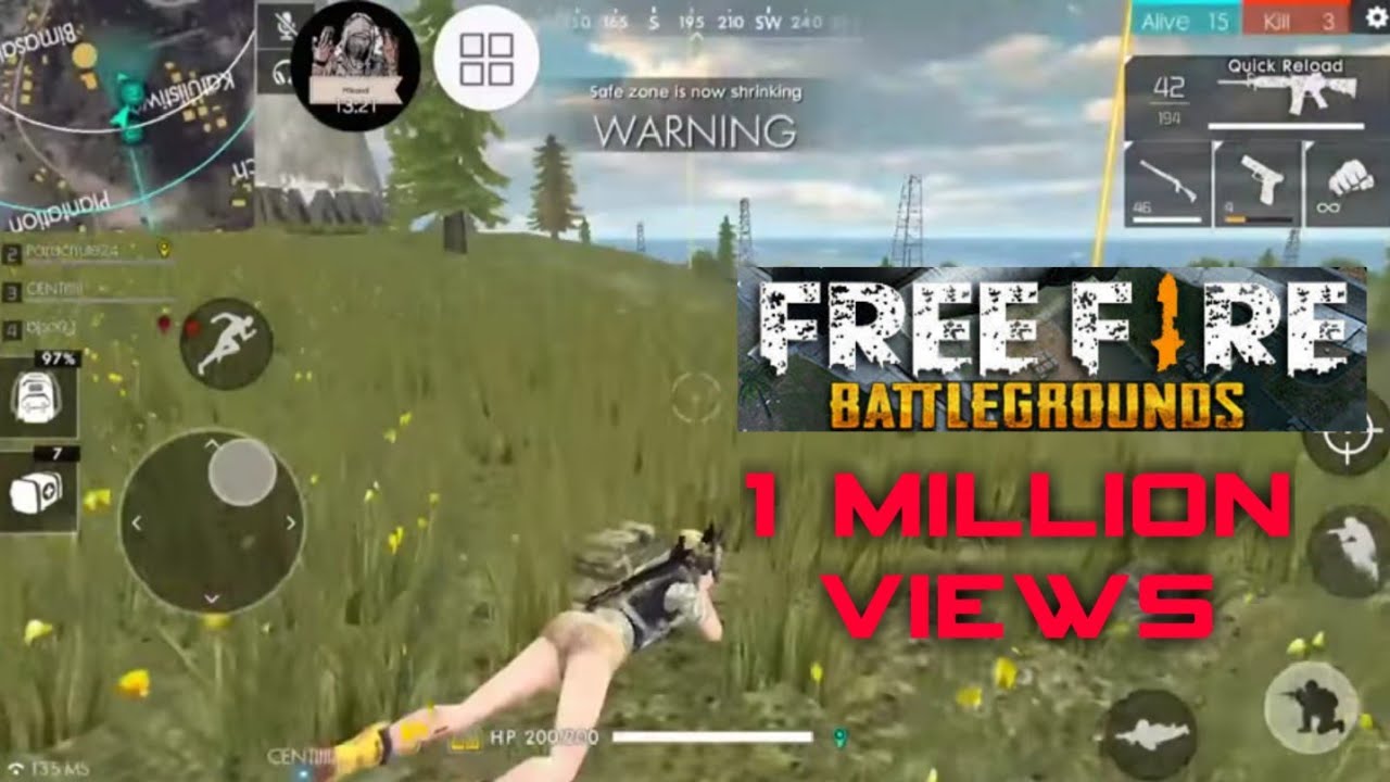 Free Fire Battlegrounds Team Play Squad Full Gameplay - 