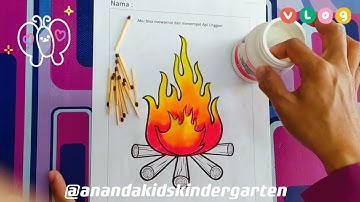 Video Pembelajaran " Mewarnai dan Menempel Api Unggun menggunakan batang korek "