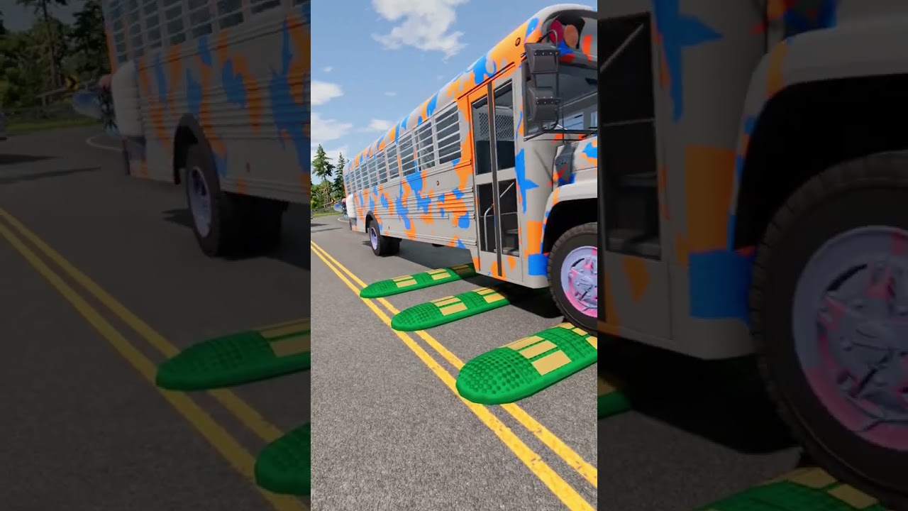 trucks and destroyer bus vs Speed Bumps 