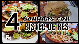 4 COMIDAS CON BISTEC DE RES|  RECETAS DE COMIDAS O CENAS PARA TU MENÚ