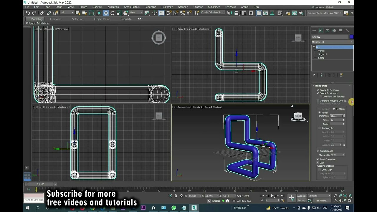 Modeling Chair in 3ds Max +Spline Modeling | Professor VFX