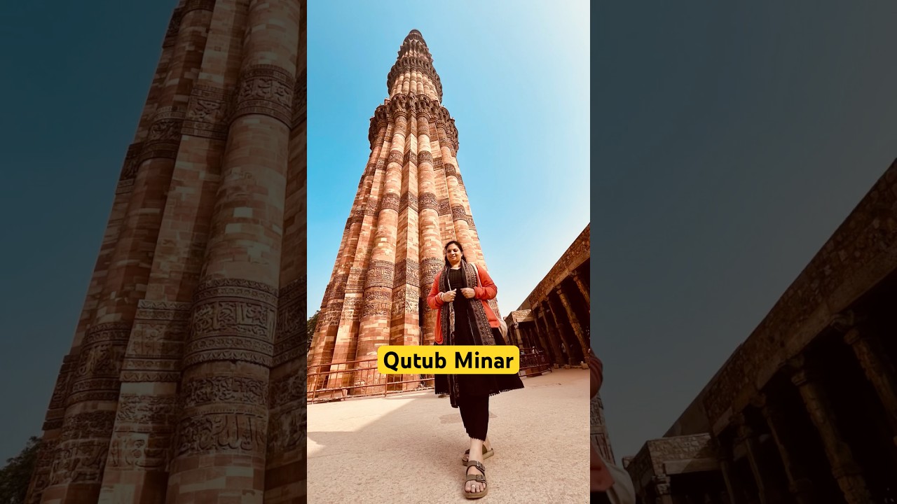 Qutub Minar Date with My Love ❤️ (iPhone 14 Plus 4K) #shorts #youtubeshorts #delhi #time #tourism