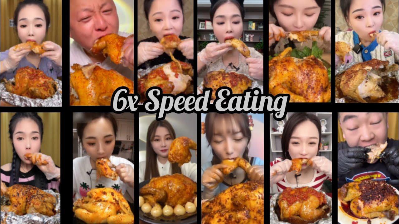 6x Speed Spicy Whole Rotisserie Chicken Eating..🍗🤤🧿 #mukbang #asmr#spicy #chicken #eating#asmreating