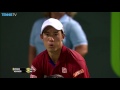 Kei Nishikori wins semifinal match with a stretch crosscourt forehand volley