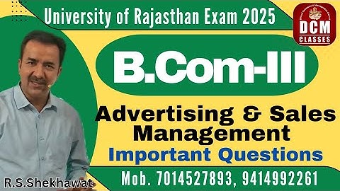 B.Com-III Advertising and Sales Management| Important Questions| Exam 2025| DCM CLASSES