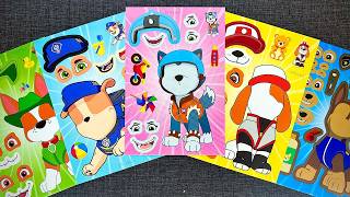 [🦴Paper DIY🦴] PAW Patrol Sticker Book Surprise! 🐾 Funny Faces with Chase, Marshall, Skye & Everest