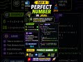 🚀 Day 6: Perfect Number in Java