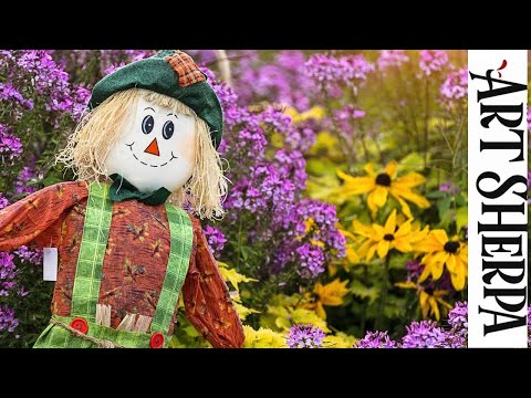 CUTE SCARECROW FALL GARDEN  Beginners Learn to paint Acrylic Tutorial Step by Step