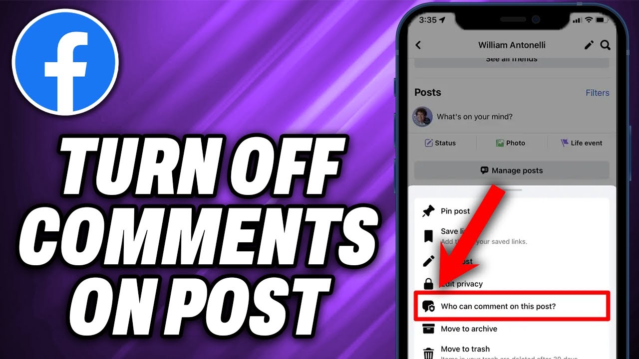 How To Turn Off Comments On Facebook Post - YouTube
