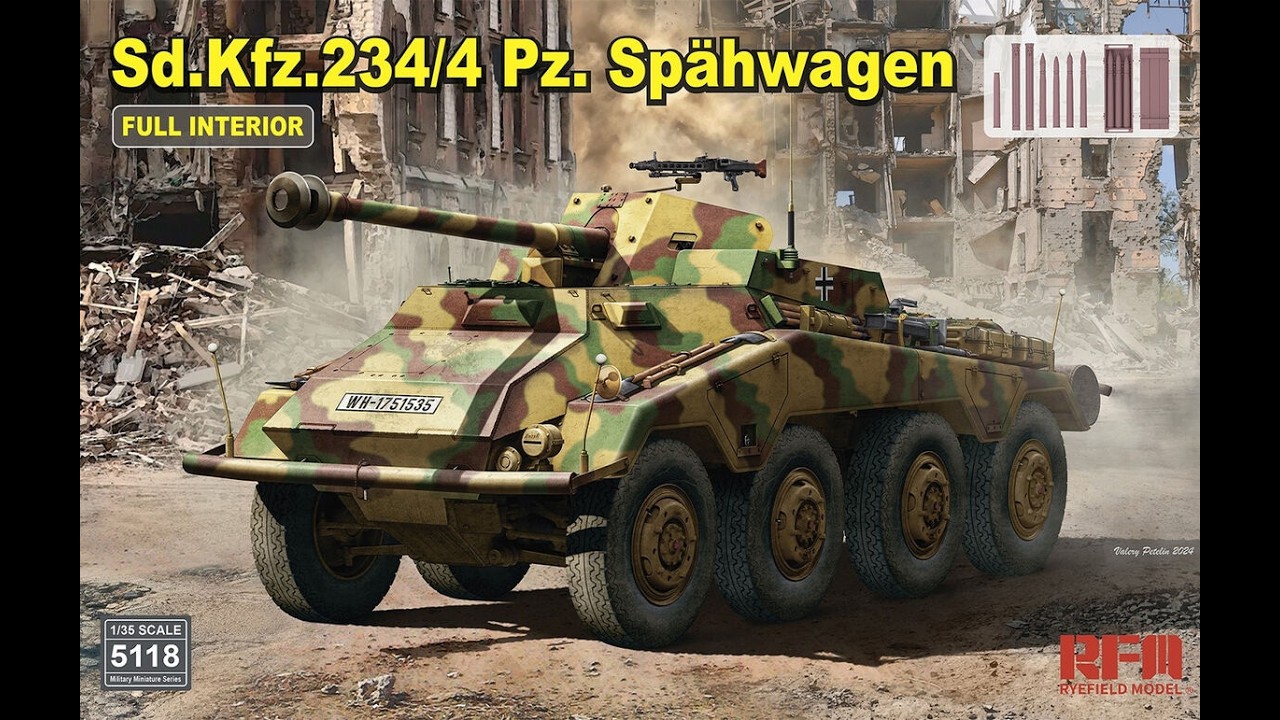 RFM Sd.Kfz. 234/4 Pz. Spahwagen kit review - YouTube