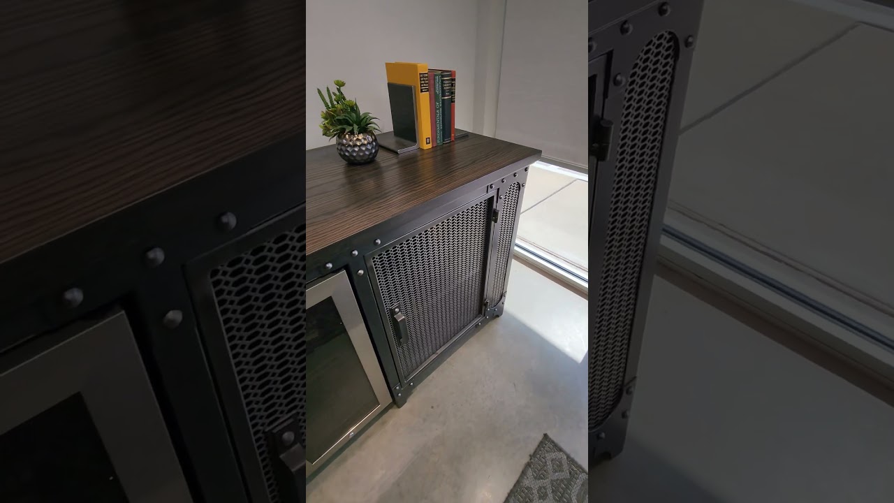 Add industrial style to your space with the Anvil Bar & Beverage Cabinet. Designed to impress!