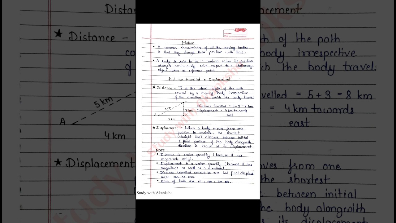 Motion chapter notes | Class 9 science notes | S chand physics notes | NCERT | CBSE |