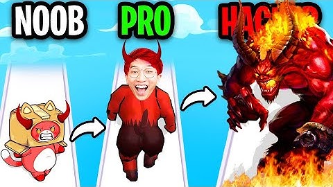 NOOB vs PRO vs HACKER In MONSTER EVOLUTION RUN!? (ALL LEVELS!)