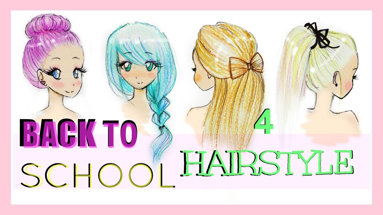 Drawing Tutorial | Back to School | 4 Hairstyles - YouTube