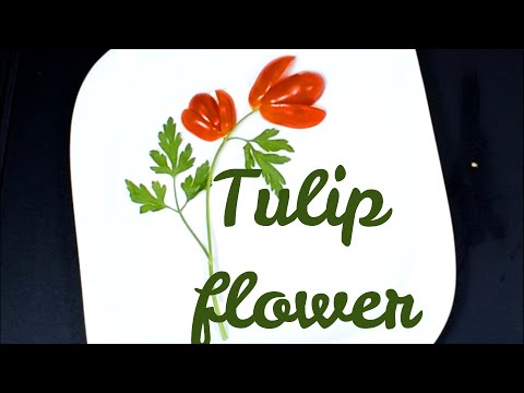 How To Make a Simple Tomato Tulip Flower Garnish l        