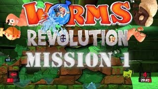 Worms Revolution Gameplay - Beach Mission 1 - Beach Bandits (Episode 9) (PC)