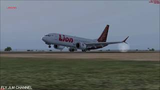 FSX Landing at Singapore airport with Boeing 737 Max Lion Air with nice effects when touching screenshot 4