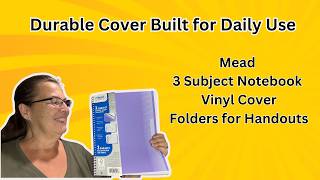 Mead 3 Subject Notebook Durable Vinyl Cover Pockets