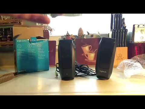 Logitech S120 Stereo PC Phone TV Speakers unboxing test Review