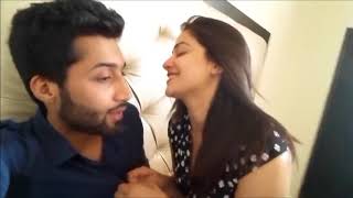 Pakistani girl enjoying with boy friend romantic mood in bed room