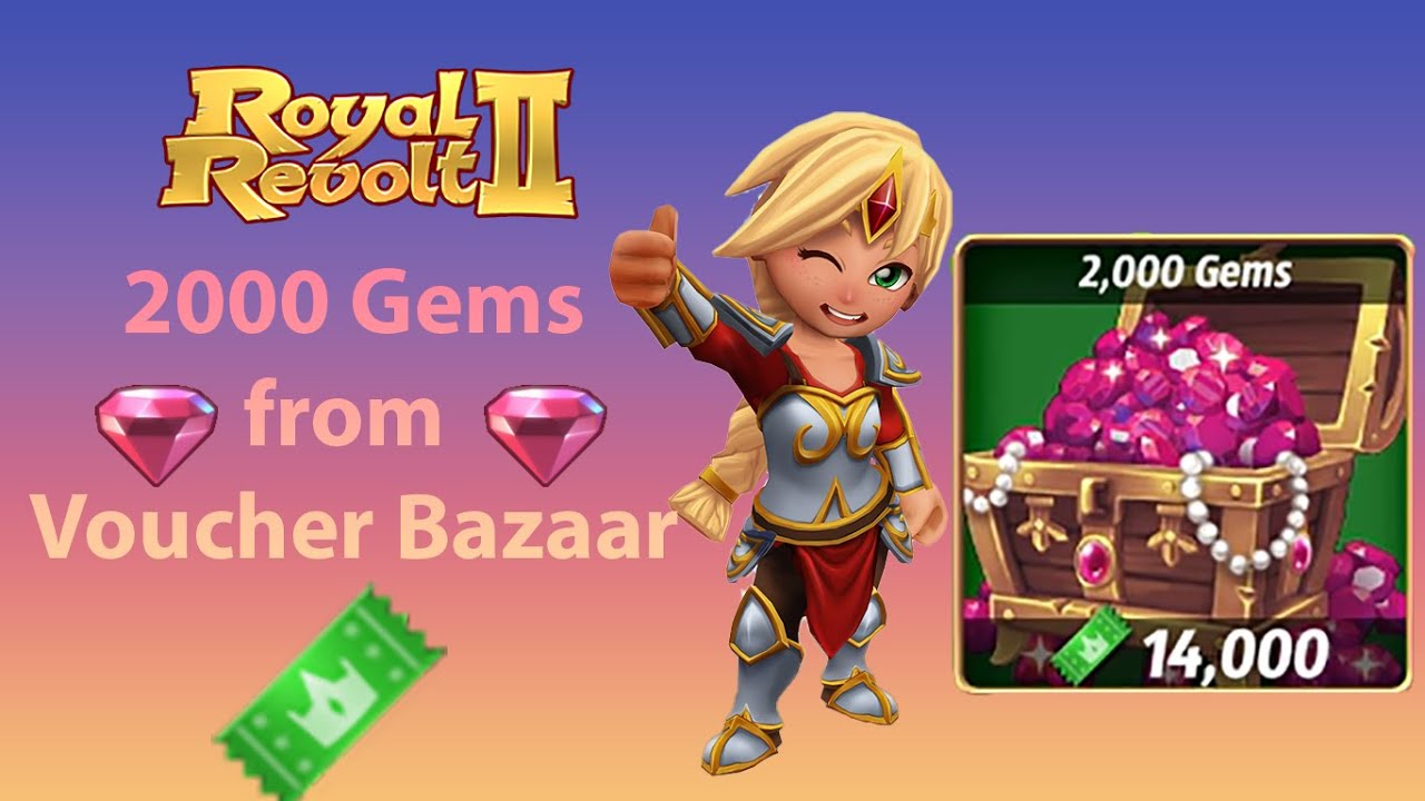 2000 gems from voucher bazaar 😍 | Royal Revolt 2 | RR2