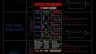 Rectifiers Explained Simply | Half-Wave vs Full-Wave vs Bridge Rectifier ⚡ #electronic #engineering