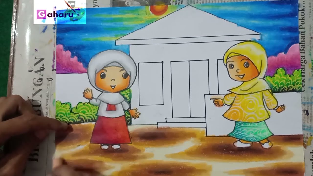 BELAJAR MEWARNAI dengan crayon. tema sekolah
