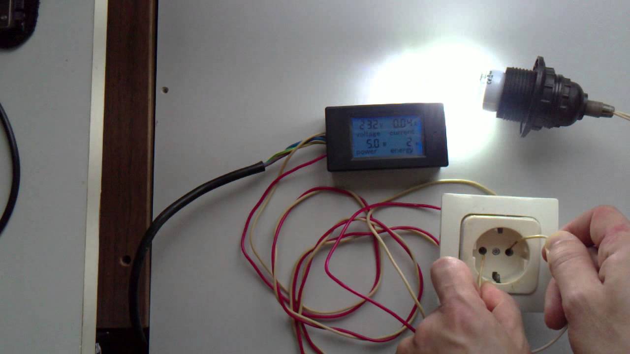 4in1 <b>Voltmeter</b> Ammeter Watt Power Meter 80-260V 20A - YouTube