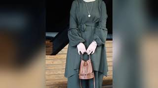 فساتين ربيعية للمحجبات بالون الزيتي Green spring hijab dresses
